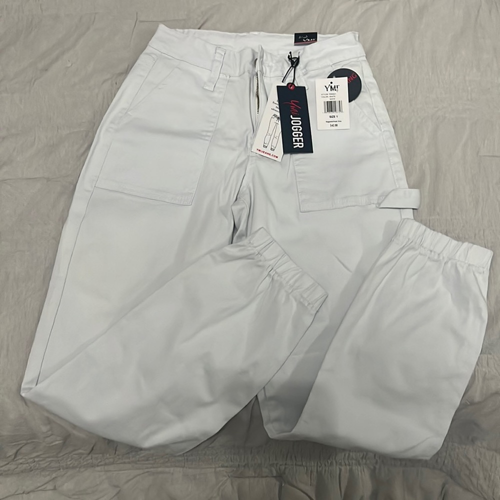 white cargo joggers